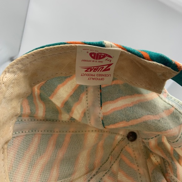 VTG 90s Zubaz Miami Dolphins Retro Logo Zebra Pattern Snapback Hat Autographed - Picture 14 of 16